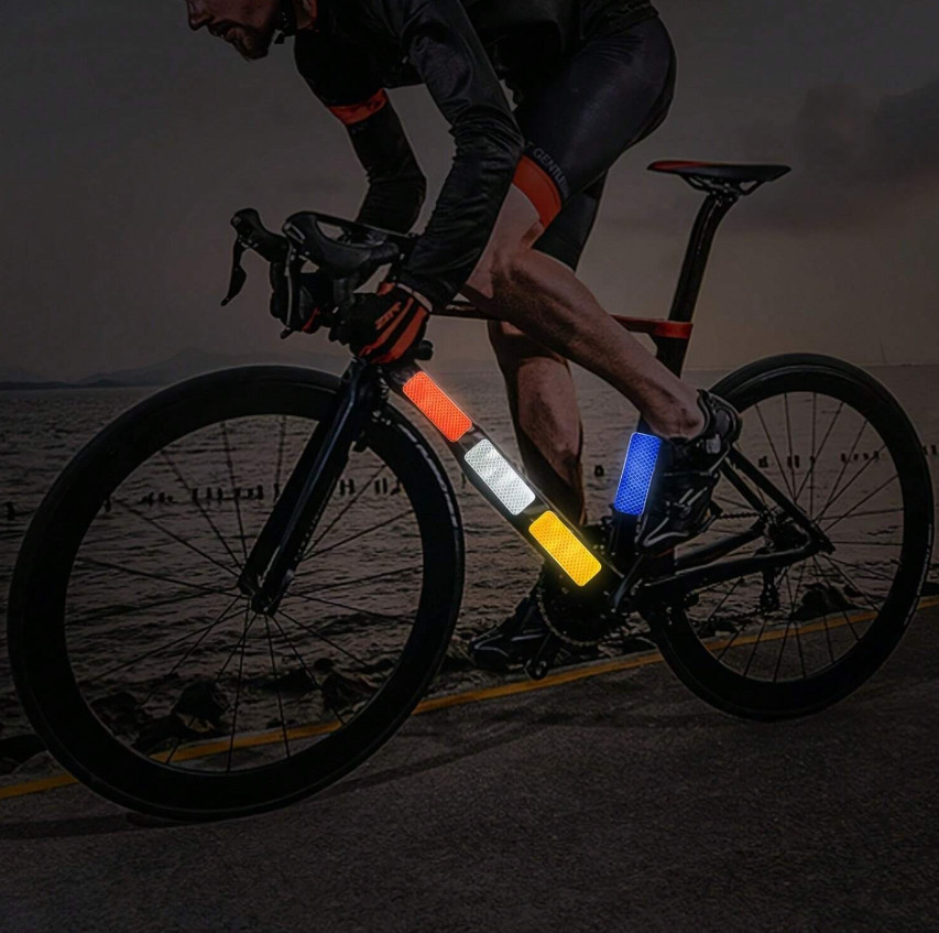 10pcs Reflective Safety Stickers – Waterproof Tape for Bike, Car, Motorcycle-NEW