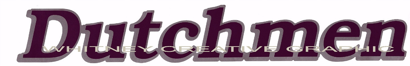 DUTCHMEN Older Style RV LOGO Lettering decal Purple with silver/gray outline