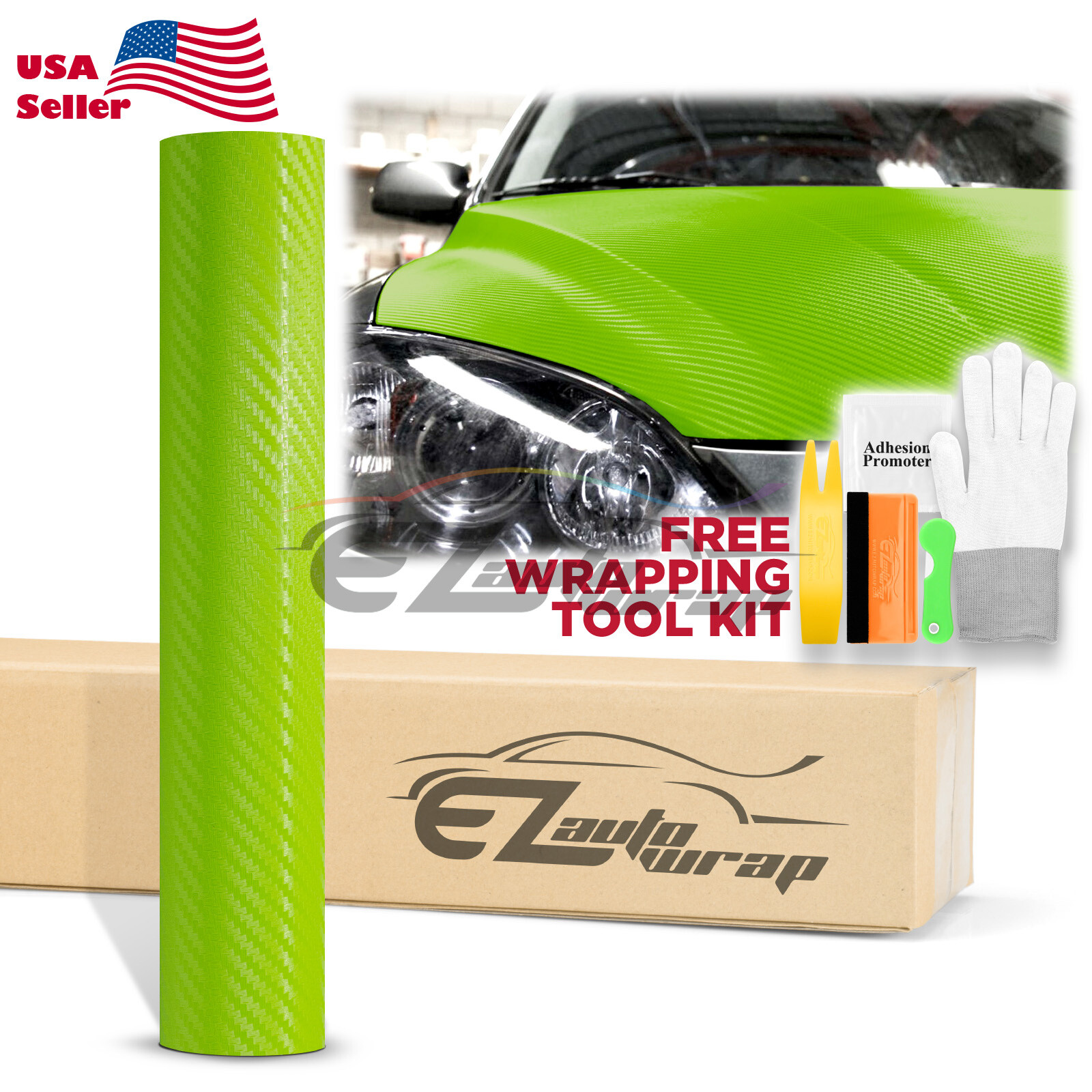 3D Carbon Fiber Green Texture Matte Vinyl Car Wrap Sticker Decal Film Sheet DIY