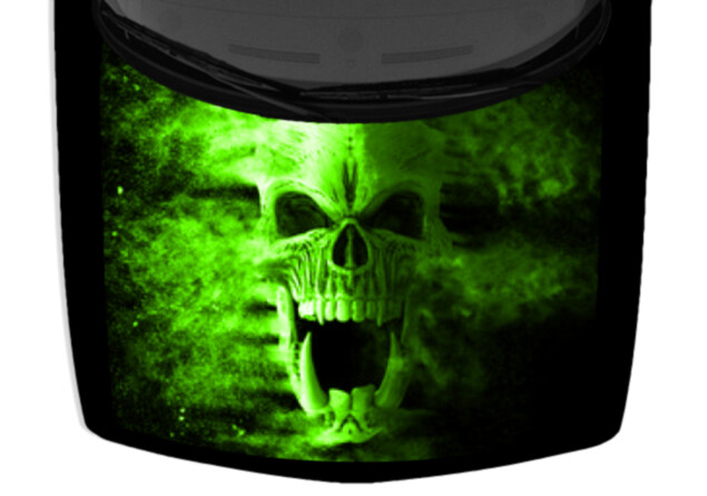 Green Smoke Screaming Skull Teeth Truck Vinyl Decal Car 58×65 Graphic Hood Wrap