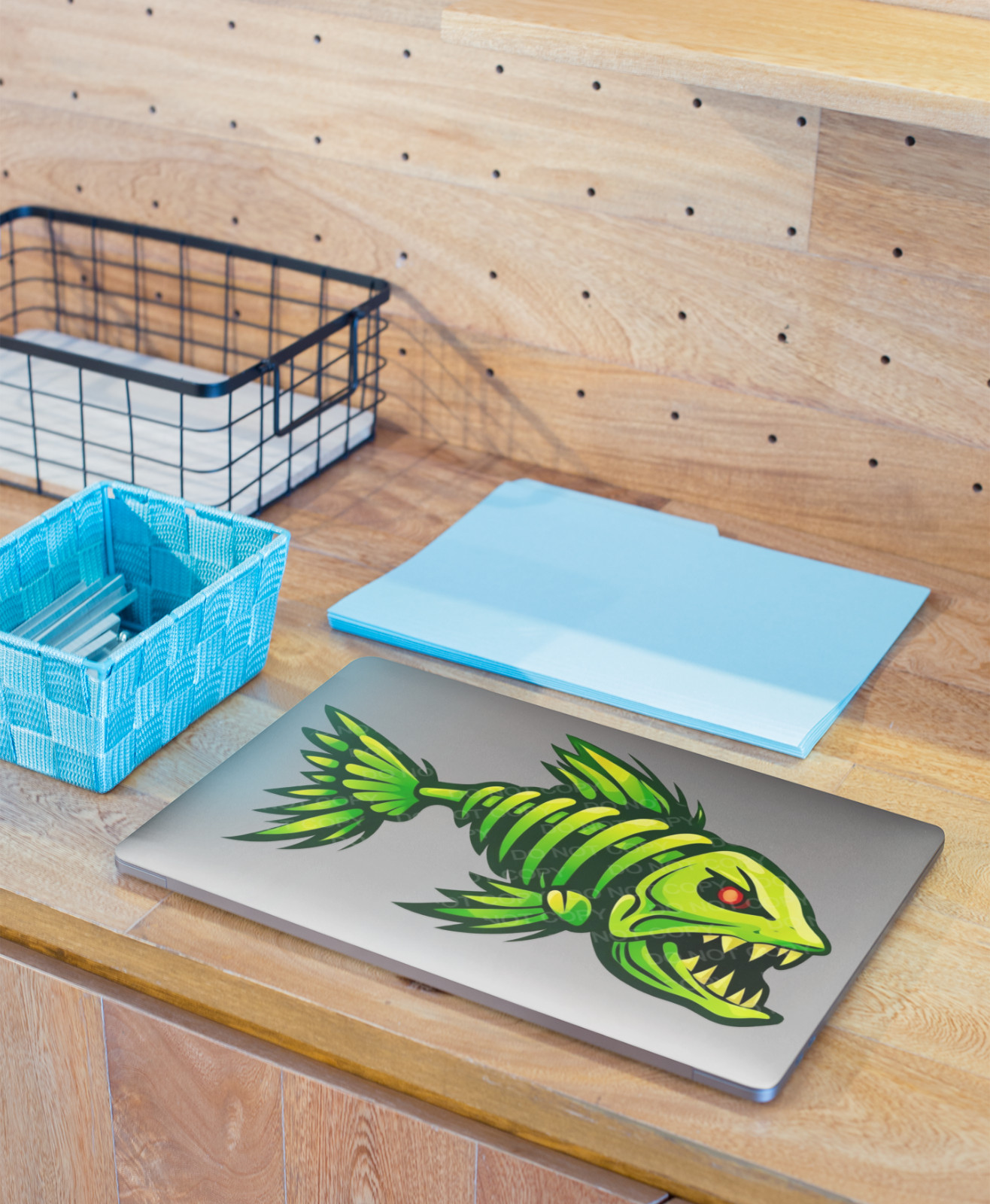 Green Skeleton Fish Truck Window Vinyl Decal Boat Fishing Weatherproof Sticker