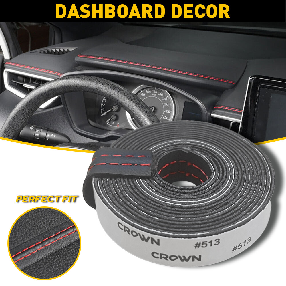 2M PU Leather Car Dashboard Decor Line Strip Sticker Moulding Trim Access H