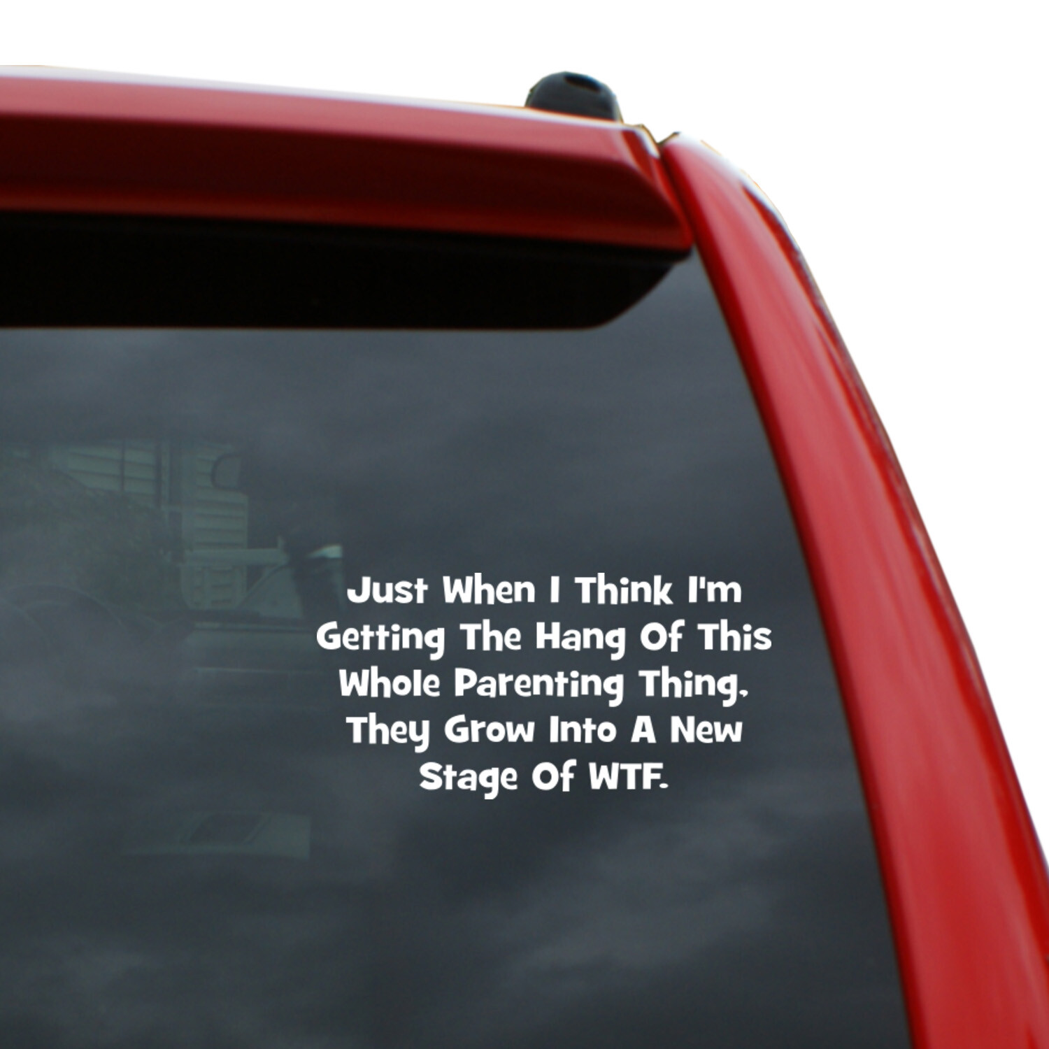 Hang of Parenting / Kid WTF Vinyl Decal Sticker | Color: White | 7″ x 3.5″
