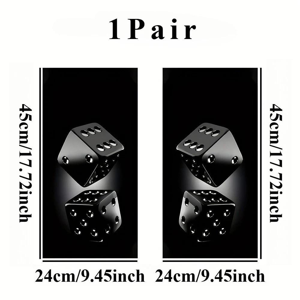 1Pair Black Dice Car Stickers Self-Adhesive B-Pillar Decals Scratch-Resistant