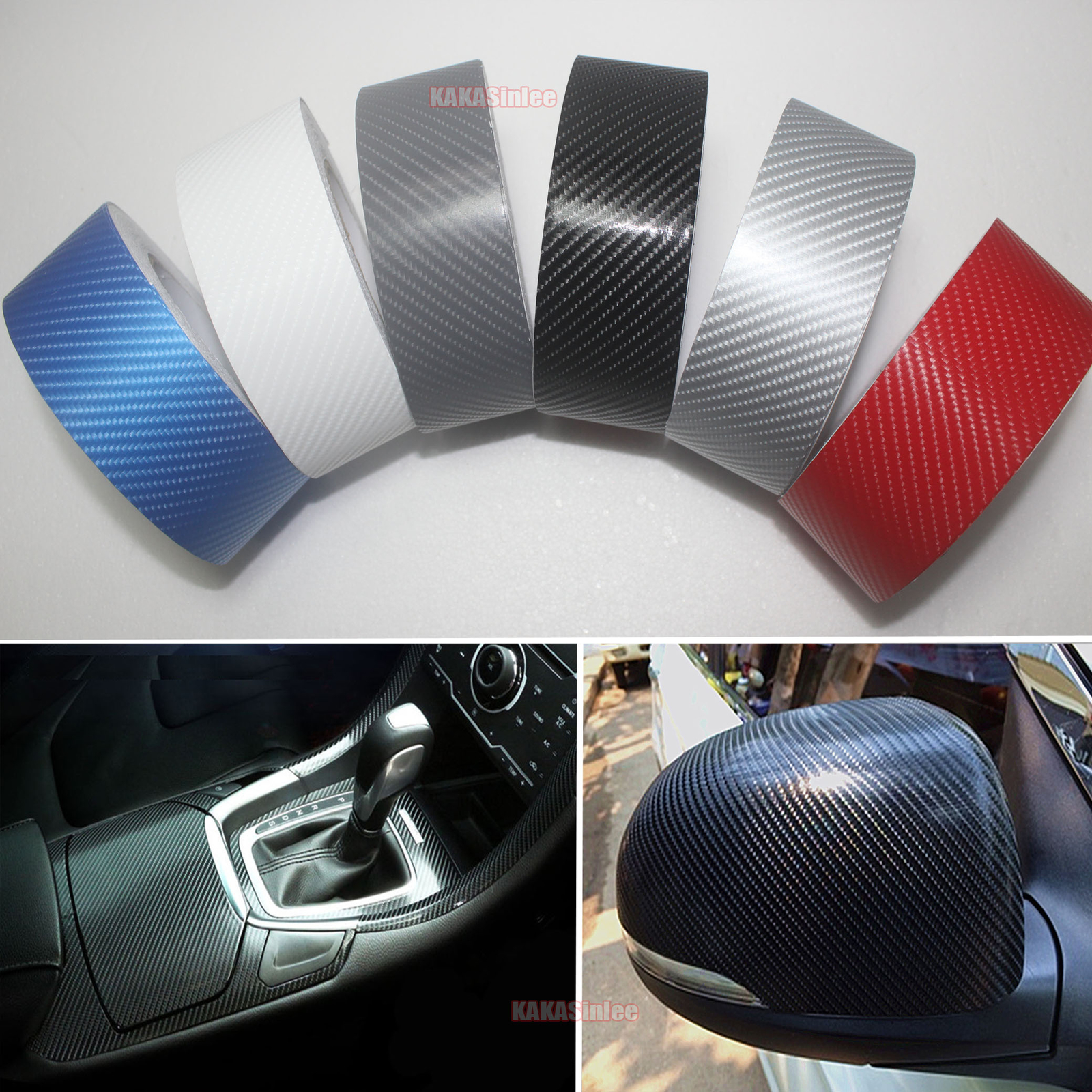 DIY – Adhesive Red 4D Texture Carbon Fiber Vinyl Tape Car Wrap Sticker Film – AB