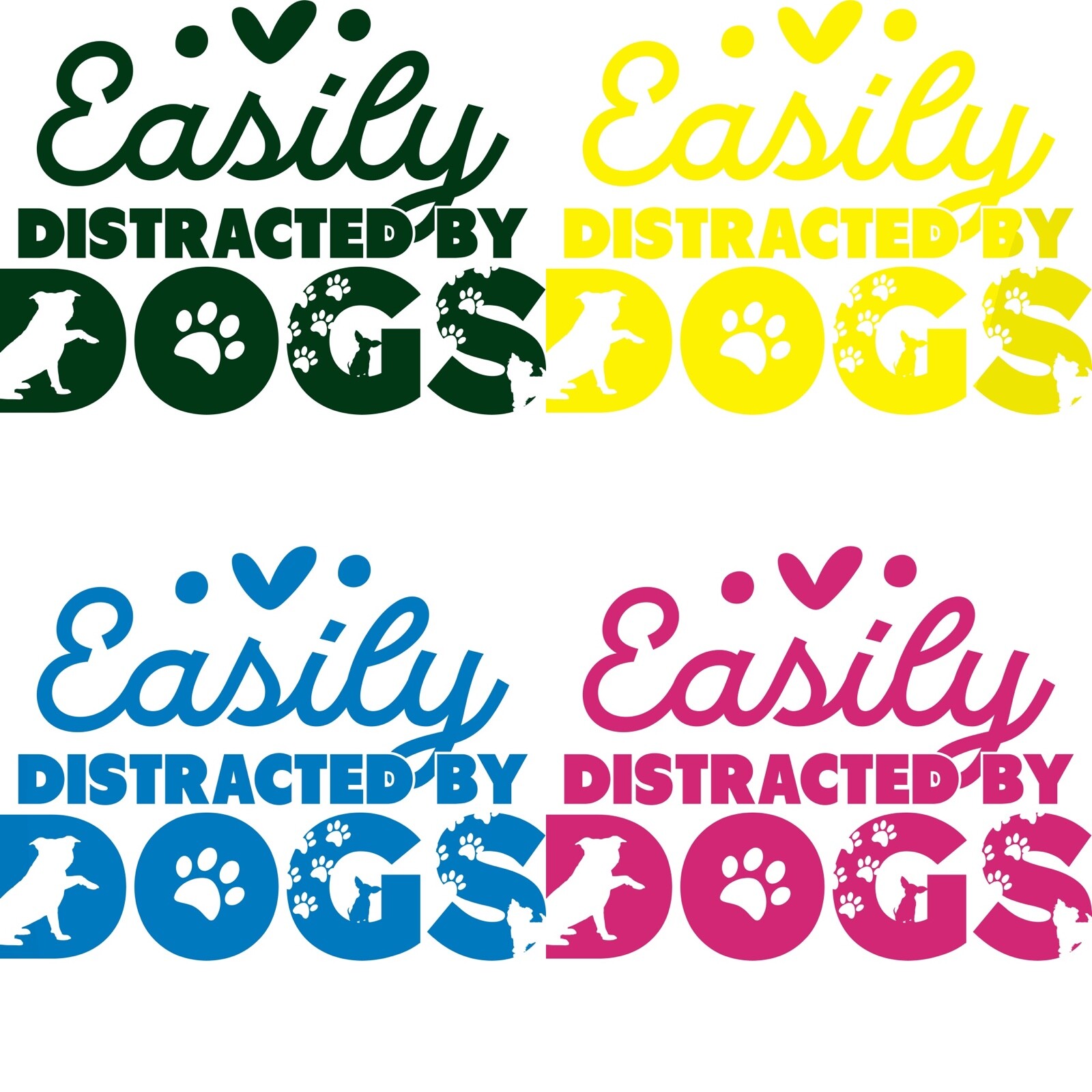 Vinyl Decal Car Signs Sticker – You Pick Size & Color Easily Distracted By Dogs