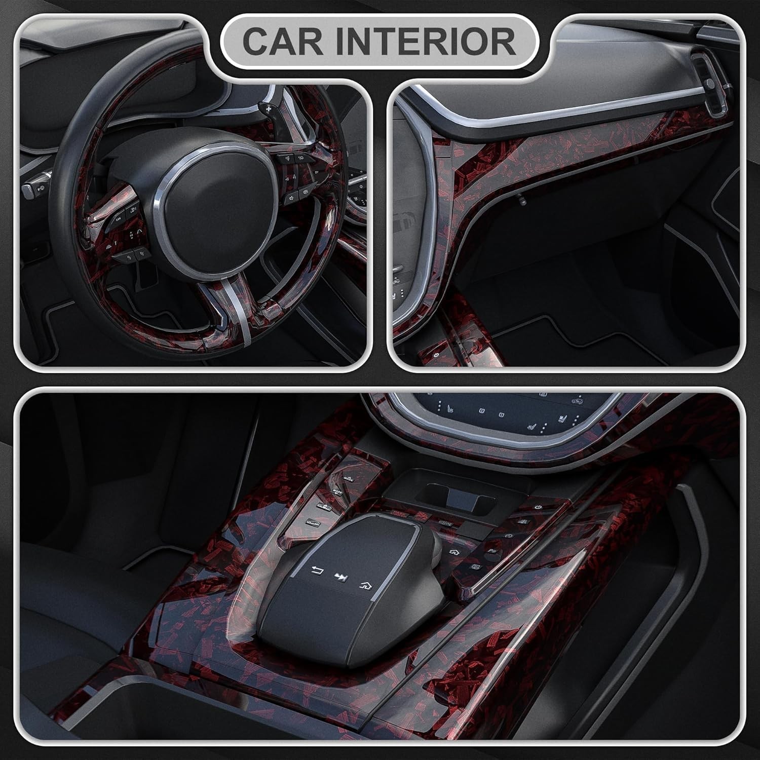 DIY Self-Adhesive Forged Carbon Wrap Film 1ft x 5ft With Installation Tools