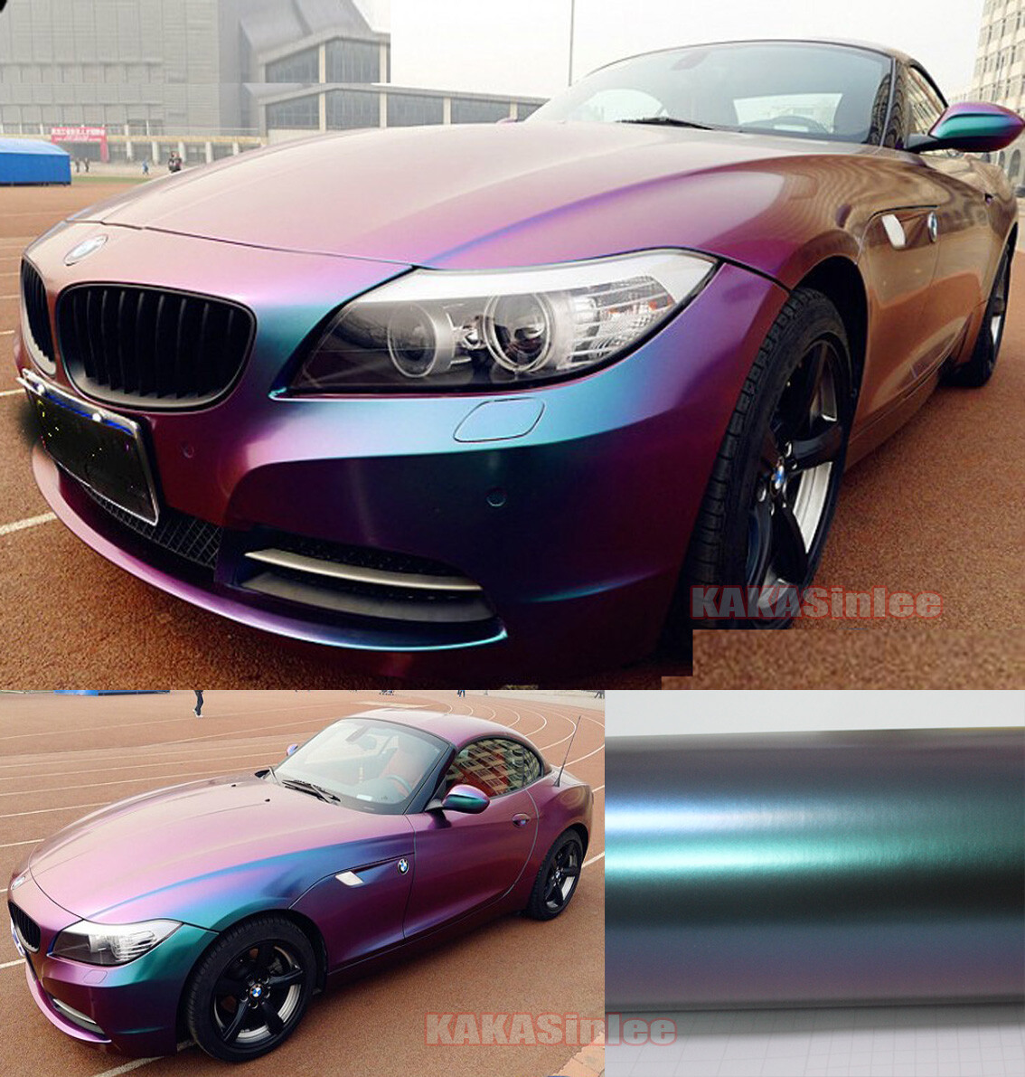 Air Release Whole Car Chameleon Satin Vinyl Wrap Pearl Sticker Green Purple HDUS