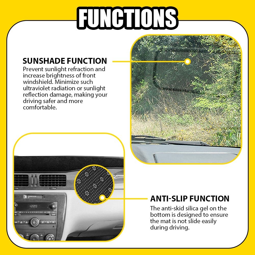 Dashboard Pad Cover Mat Fit 2006-2013 Chevrolet Impala Sun Protection Black 1-5X