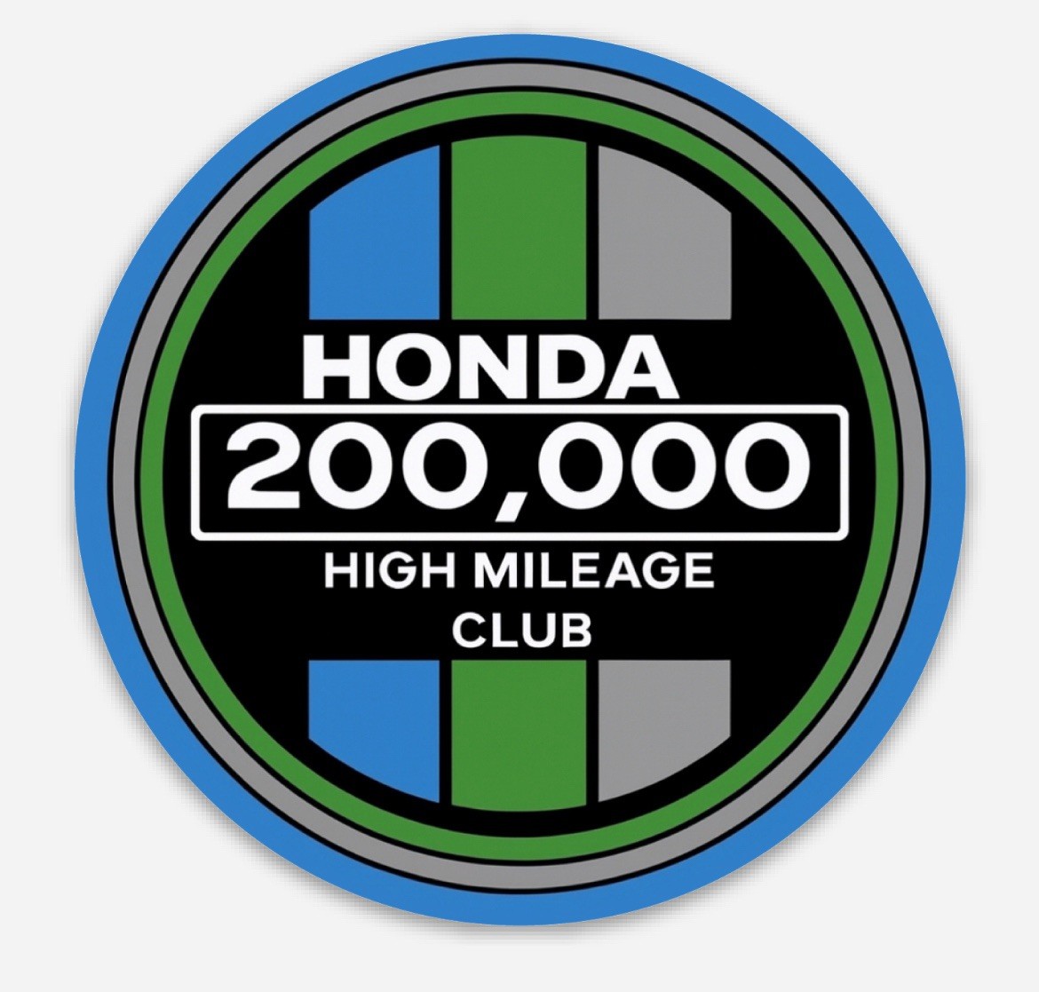 Retro HONDA High Mileage Club Vinyl Decal Sticker Civic, Accord, CRV 3”