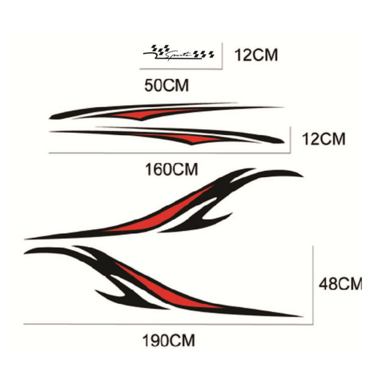 2PCS Set Long Racing Stripes Vinyl Decal Sticker Graphics Car Side Body Decor