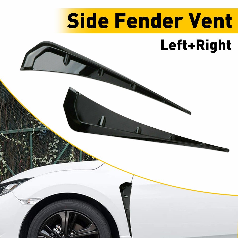 2/Car Exterior Side Fender Vent Air Wing Cover Trim Universal Glossy Black US M