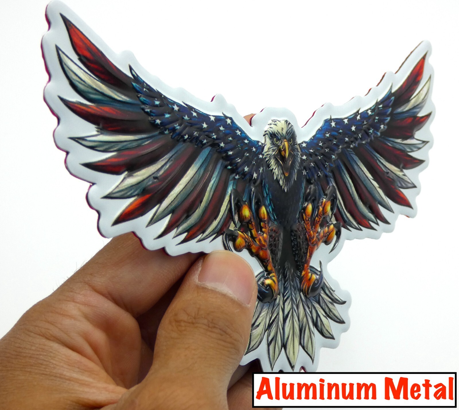 ALUMINUM Eagle Stickers VETERAN Military Decals Motorcycle, Car Emblem 6″ x 3″
