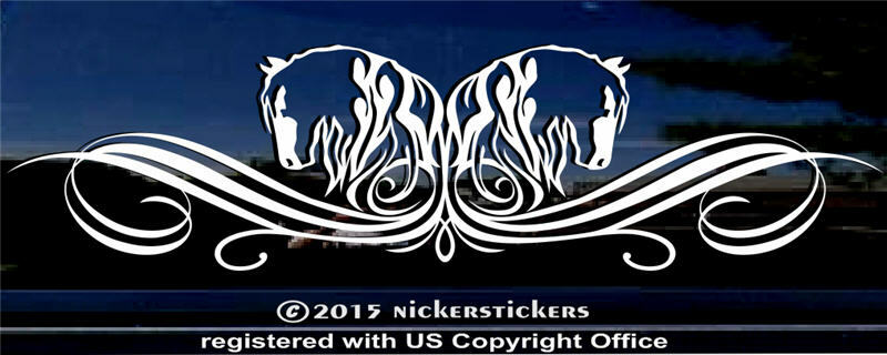 Gypsy Horse Flourish Decal | White Adhesive Vinyl | 2.5″ tall X 10″ wide