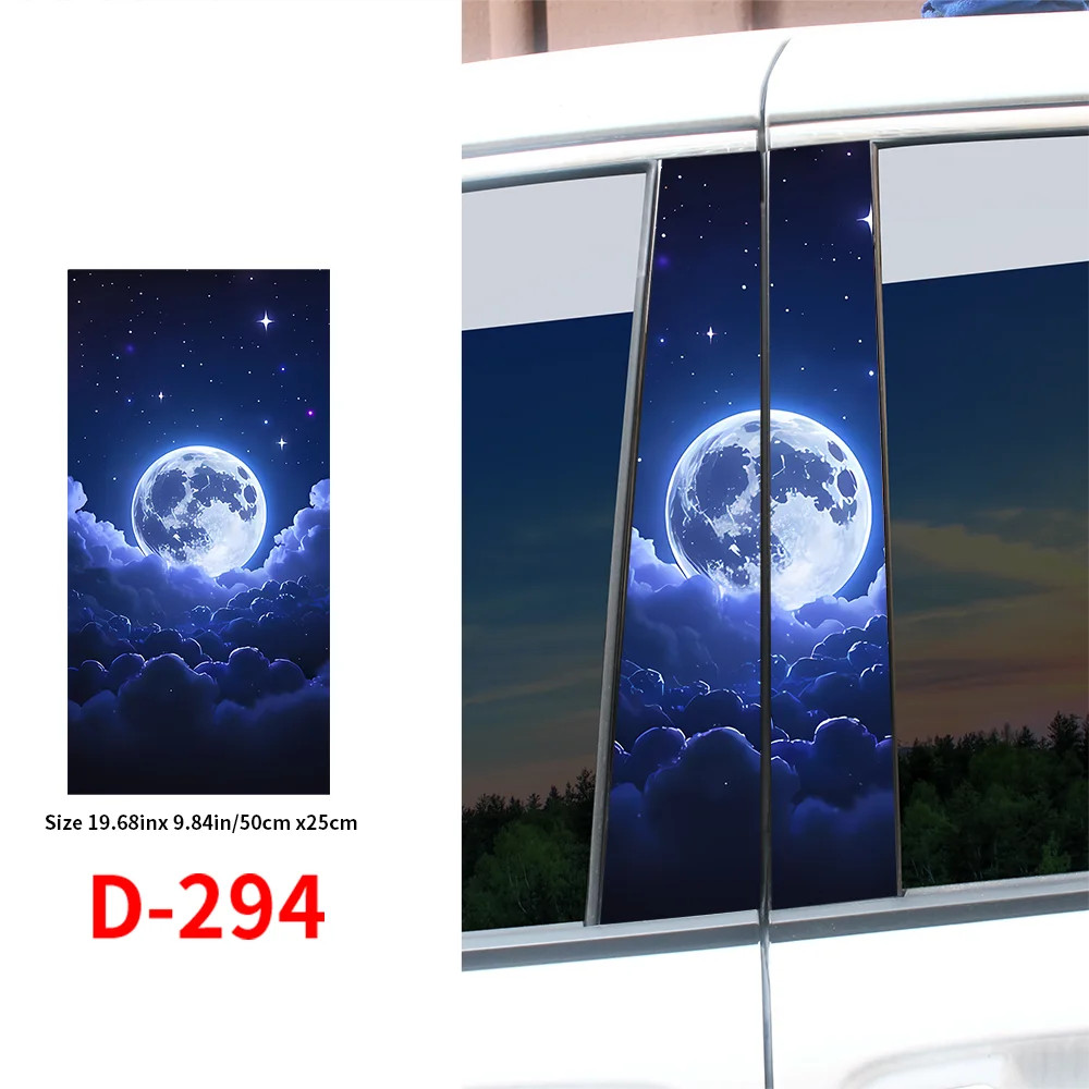 Dreamy Full Moon Starry Night Car B-Pillar Stickers Aesthetic Sky Vinyl Decals