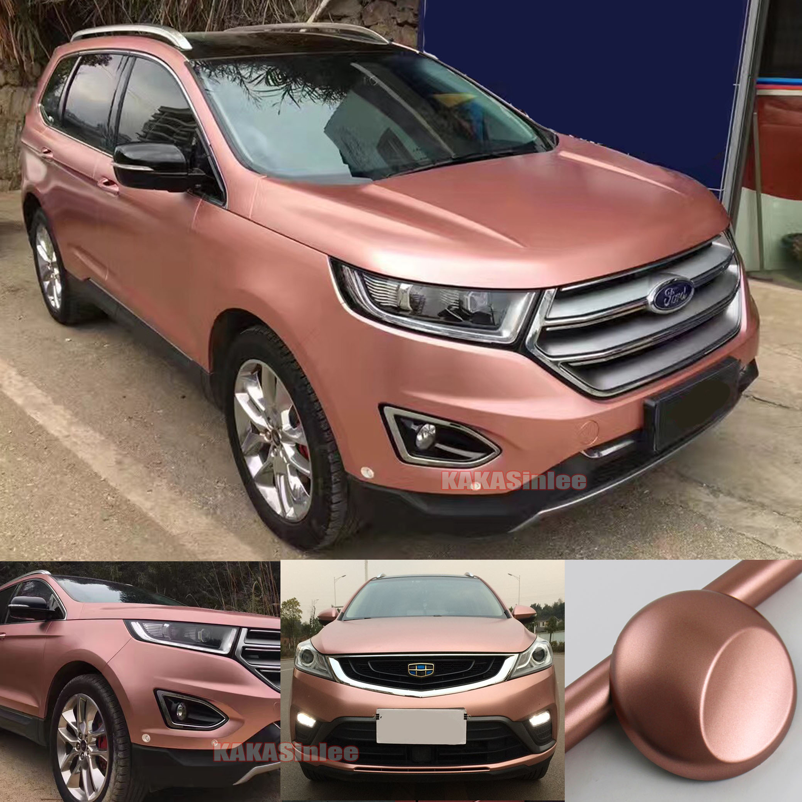 Car Wrap Rose Gold Pearl Metal Satin Chrome Glitter Vinyl Sticker 50FT x 5FT US