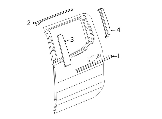 Genuine GM Rear Passenger Side Door Window Frame Front Applique 84948818