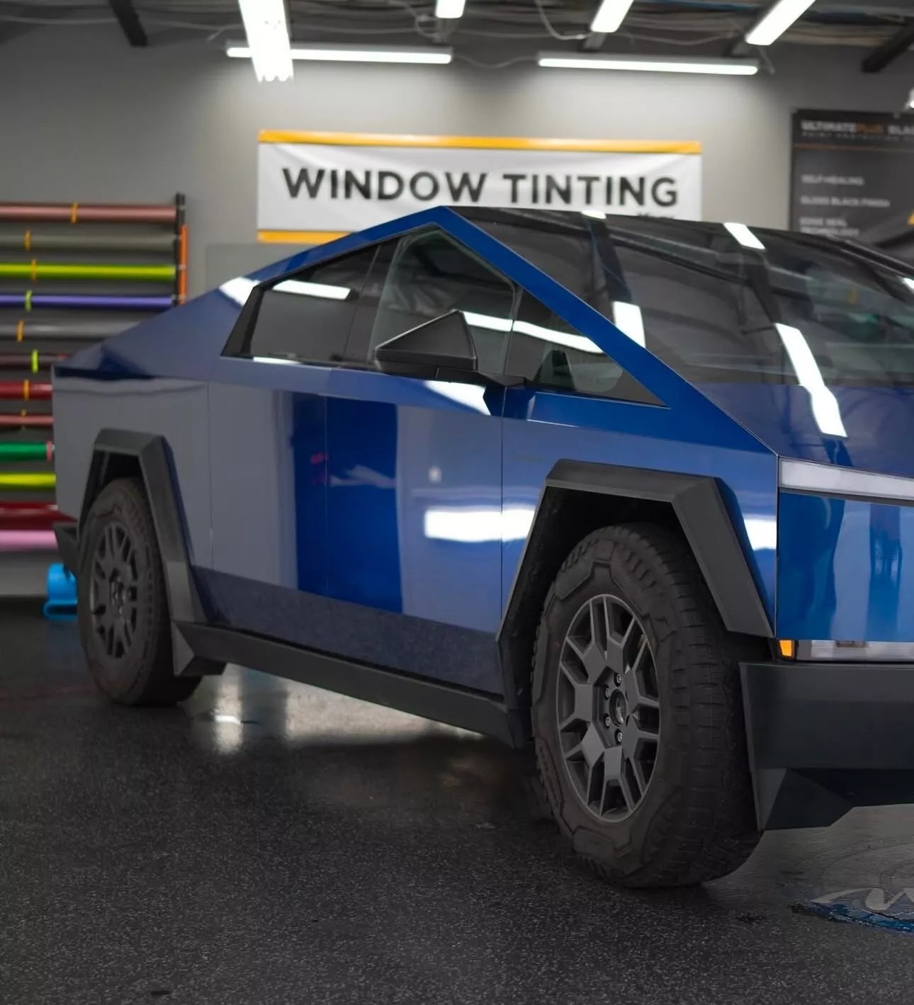 Cybertruck DIY PPF Paint Protection Film Wrap Color Change Gloss Diamond Blue