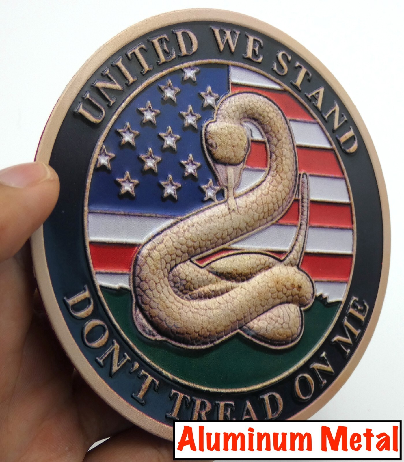 ALUMINUM Don’t Thread On Me Stickers Military Decals Motorcycle Car Emblem 3.5″