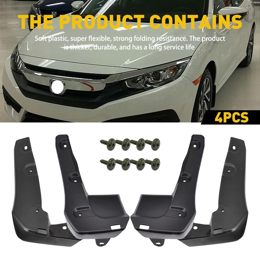 Mud Flaps Splash Guards For 2016-2021 Honda Civic Sedan Front&Rear Wheel J
