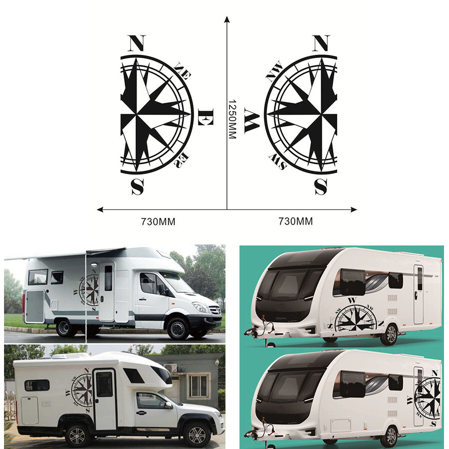 Universal Car Van Trailer Body Vinyl Sticker Compass Totem Decal Black 73x125cm