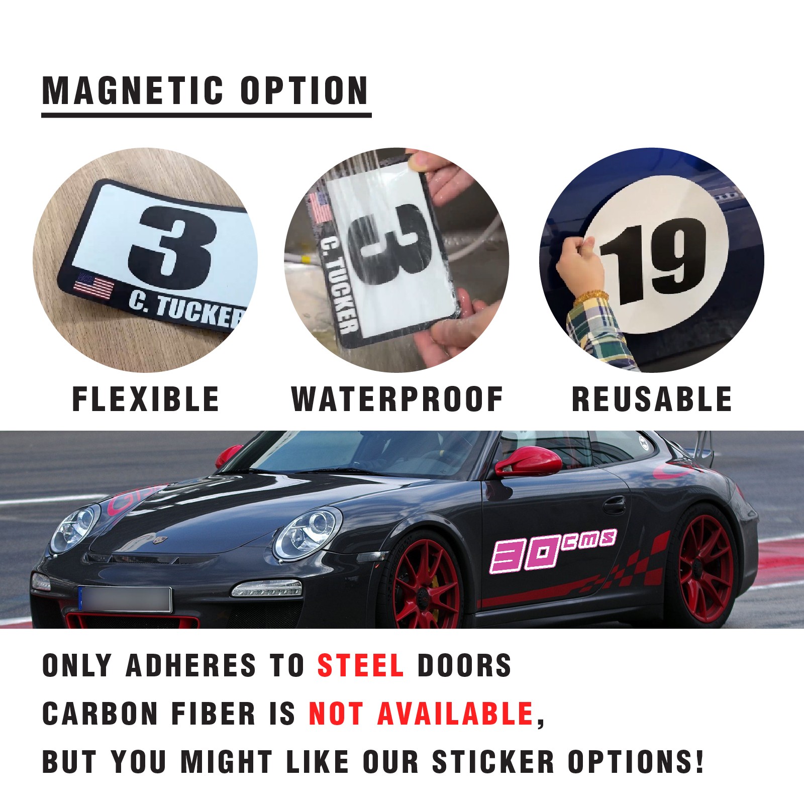 Custom Autocross Number Class Magnet Decal x2 8,10-16 inch – Bold Black Style