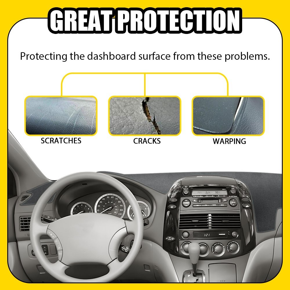 Gray Dashboard Mat for Toyota Sienna 2004-2010 Dash Cover Pad Anti-Glare 1-5X