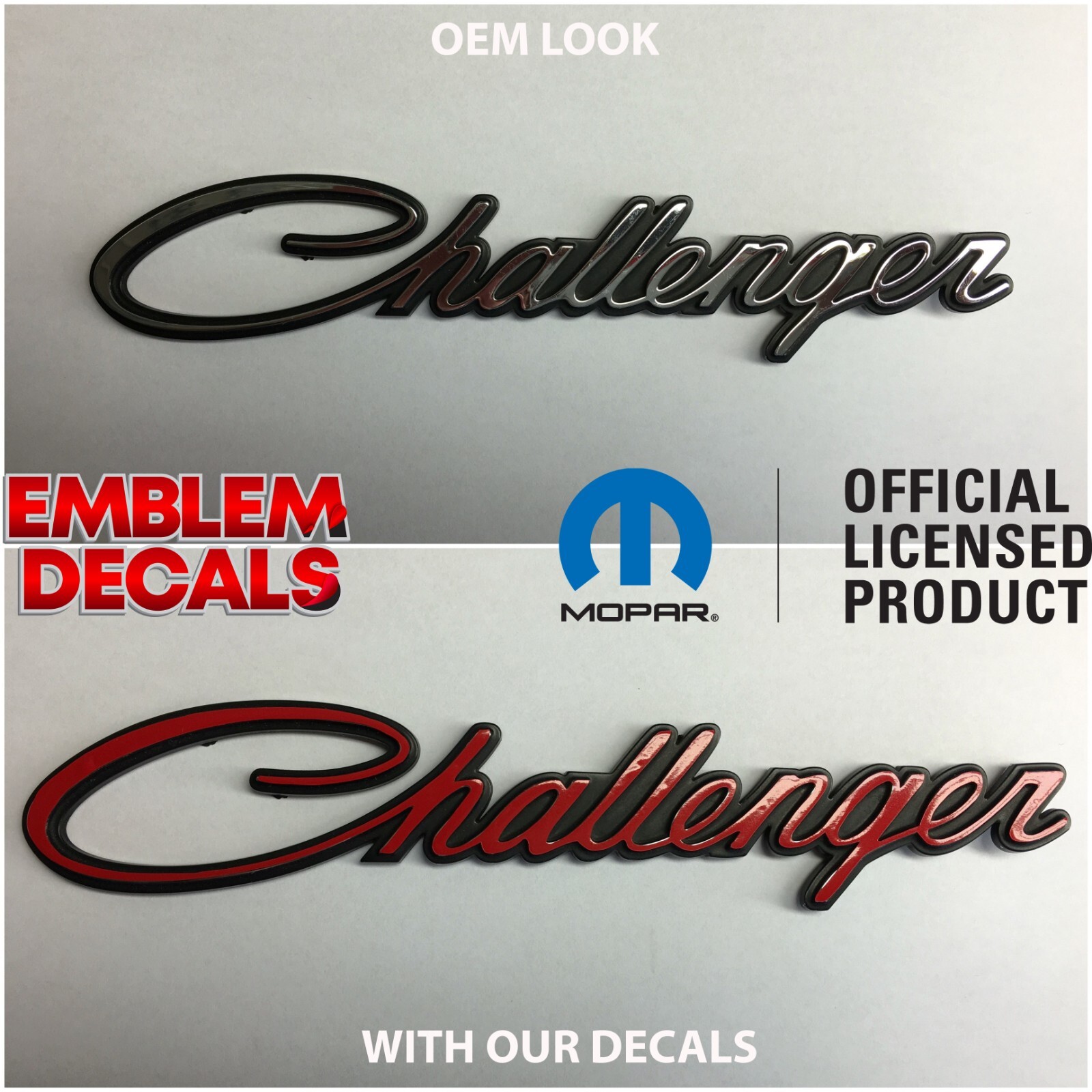 Dodge Challenger 70’s Script Grill Emblem Decal 15 16 17 18 19 2020 2021 2022 23