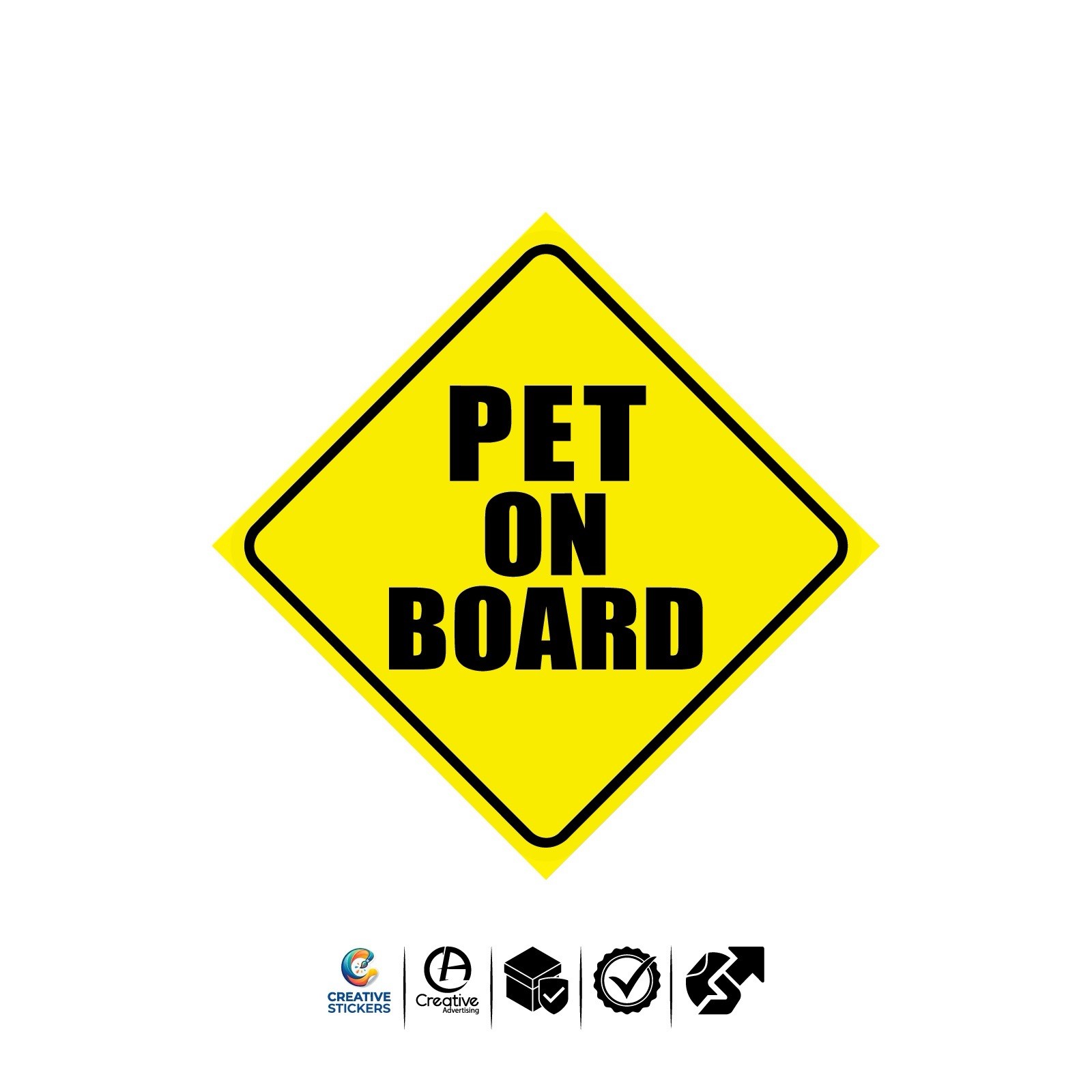 Pet On Board Sticker 6in x 6in Decal Car Truck Vehicle Vinyl Sign Free Shipping