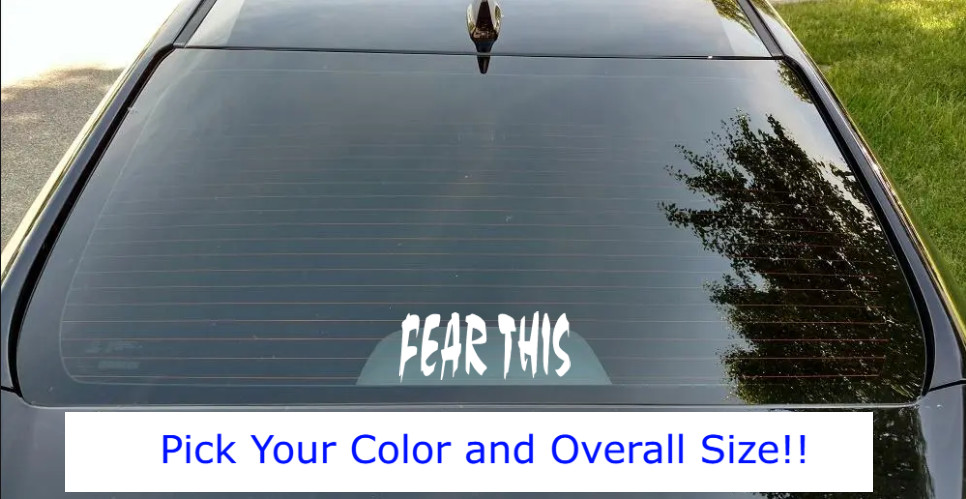 FEAR THIS Vinyl Decal Car Truck SUV Laptop Windshield Or Back Glass Sticker