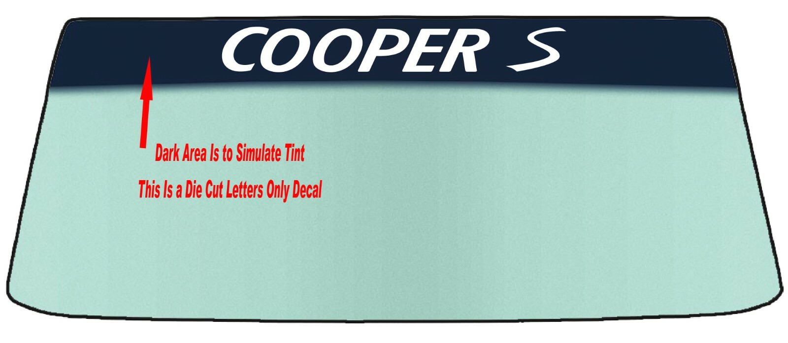 FITS MINI COOPER WINDSHIELD BANNER DIE CUT VINYL DECAL – WITH APPLICATION TOOL