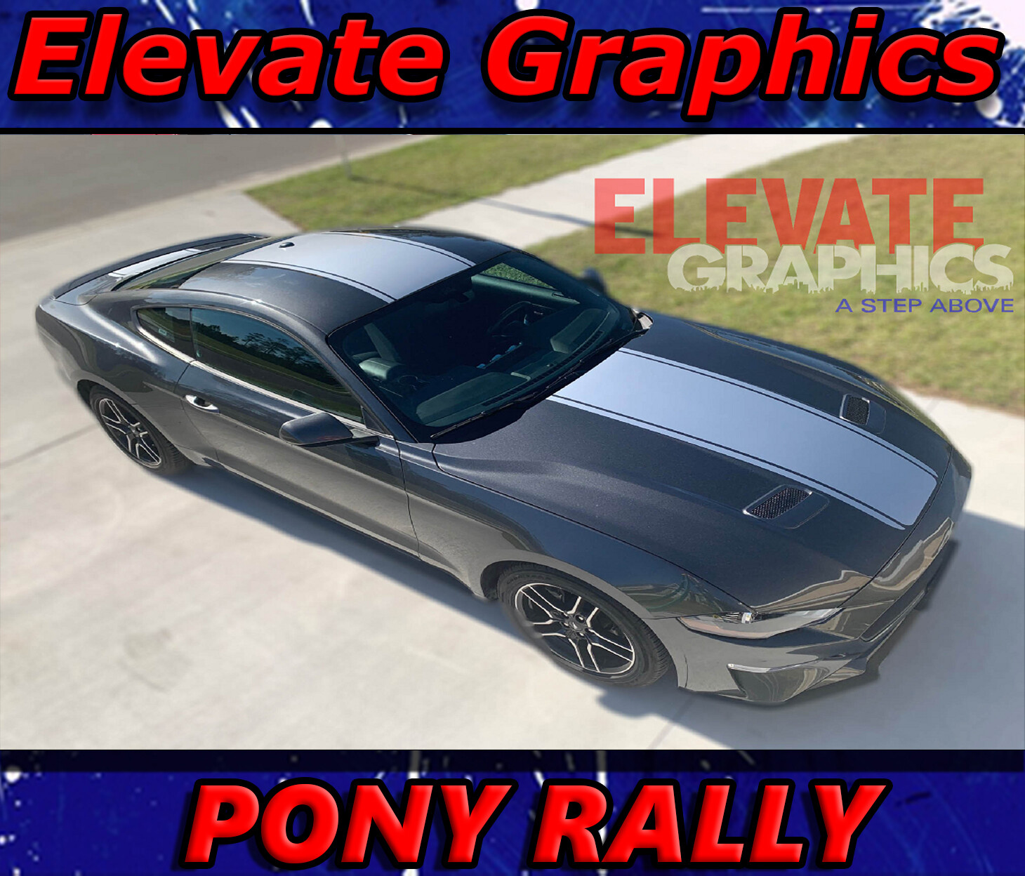 For Ford Mustang Pony Rally Stripes Vinyl Hood Graphics Decals Sticker 2015-2023