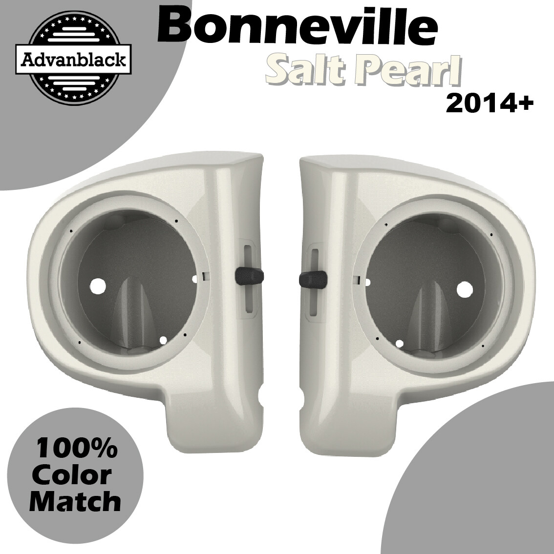 Bonneville Salt Pearl 6.5 inch Speaker Pods Lower Fairings Fits 14+ Harley