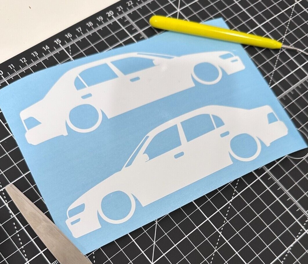 2x Lowered Car Silhouette Decal Stickers for Toyota Corolla sedan AE100 1992- 98