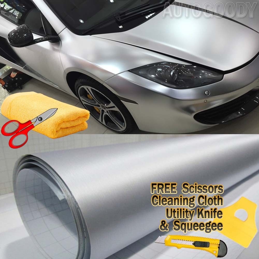 120″ x 60″ Silver Brushed Aluminum Vinyl Film Wrap Sticker Decal Air Bubble Free