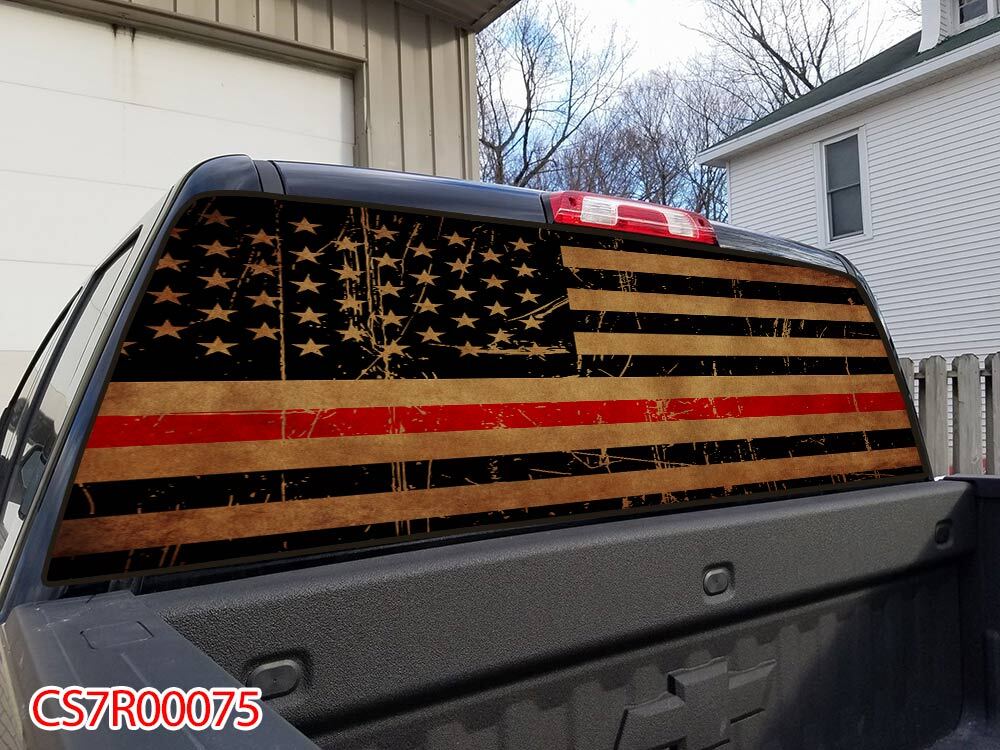 American Flag Pick Up Truck SUV Rear Back Window Graphics Decal Wrap Tint #75