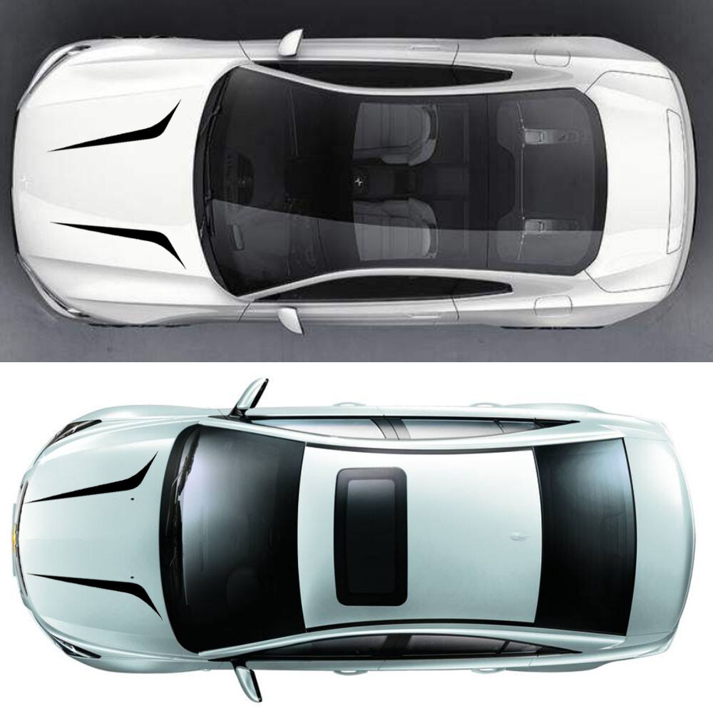 2pcs Car Front Hood Glossy Black Stickers Trim For SUV Auto Accessories Exterior