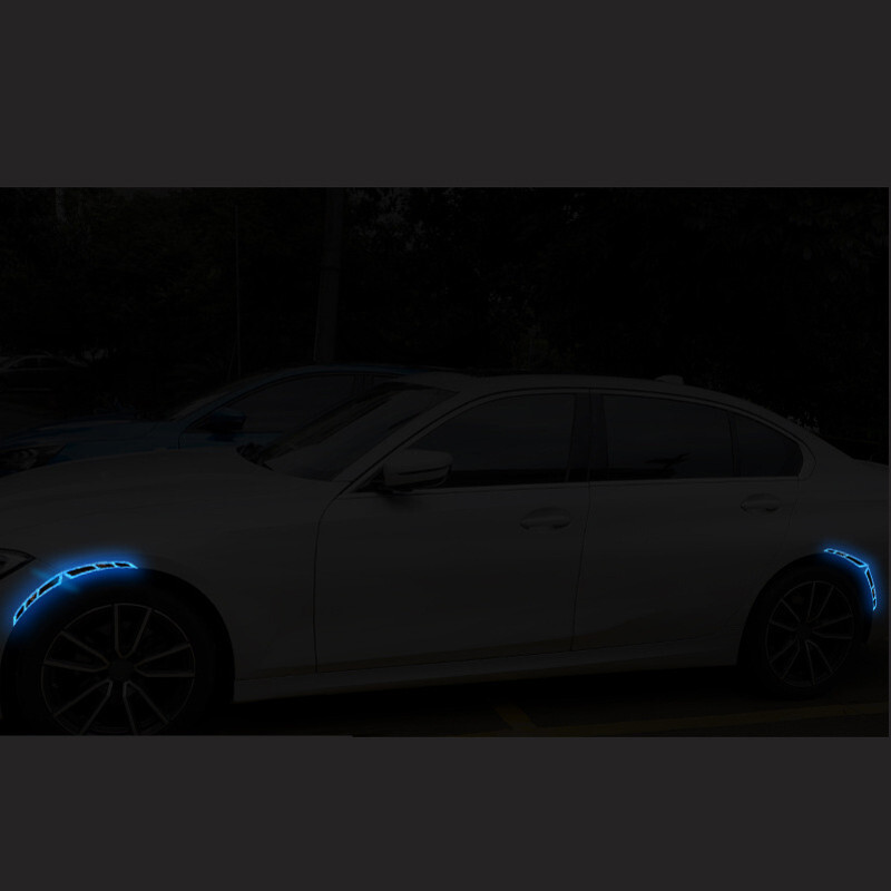 2PCS Reflective Car Wheel Eyebrow Sticker Fender Arch Trim Carbon Fiber Strips
