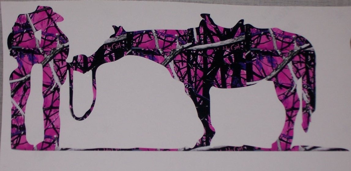 DARK PINK CAMO Coutry Love Cow girl Boy Hores Window trailer Decal Sticker