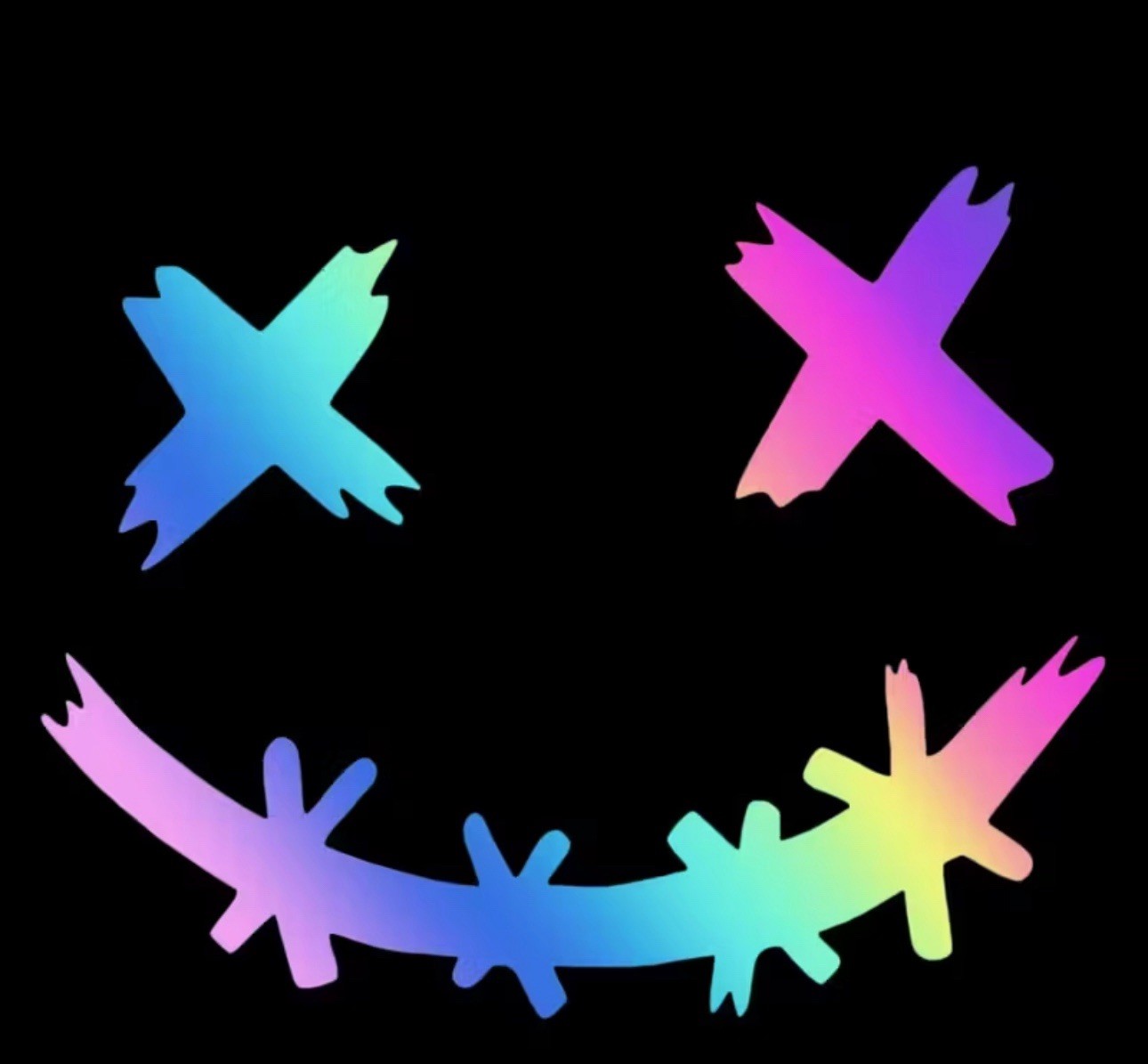 Holographic Iridescent X Eyes Stitched SMILEY FACE 5” Inch Laser Decal Sticker