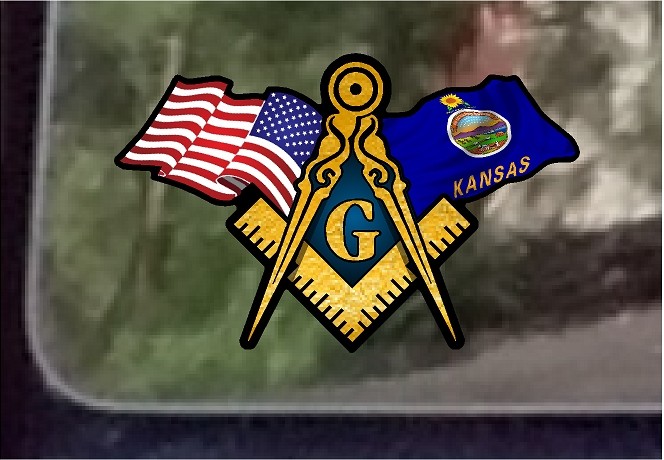 ProSticker 051 (One) 3″ x 5″ American Kansas Flags Masonic Decal Sticker USA