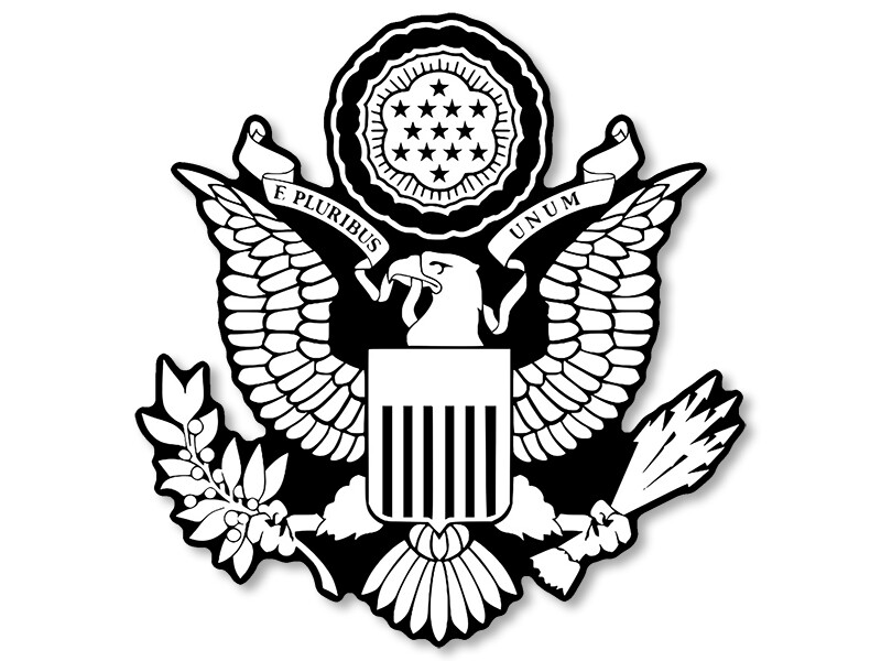 3×3 inch B/W US Military Eagle Shaped Sticker (logo emblem usa decal car bumper)