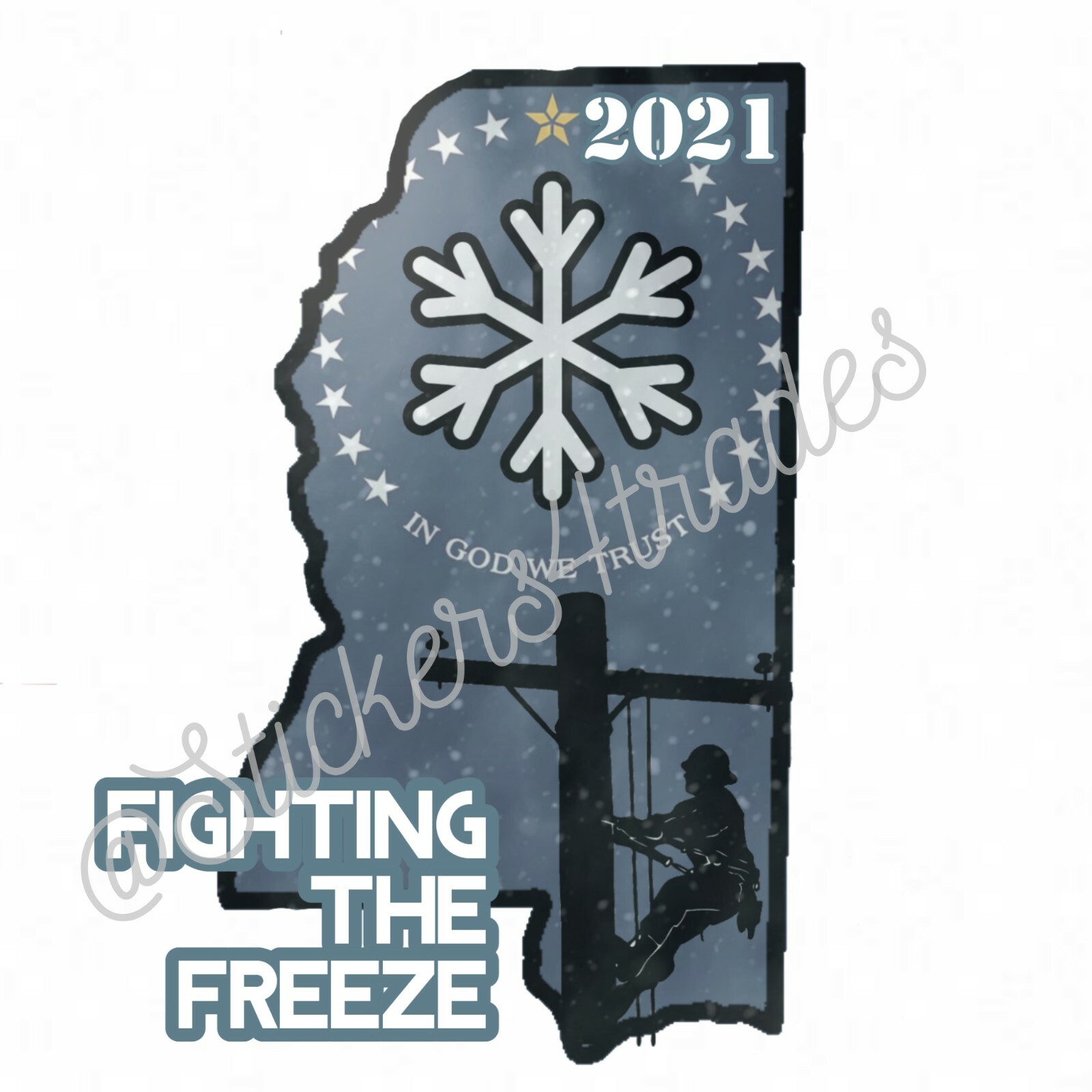 2021 Mississippi Lineman Winter Ice Storm Vinyl Hard Hat Sticker