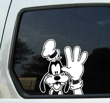 Goofy Waving Peeking White 6″ Car Truck VINYL Decal Art Wall Sticker Disney Mick