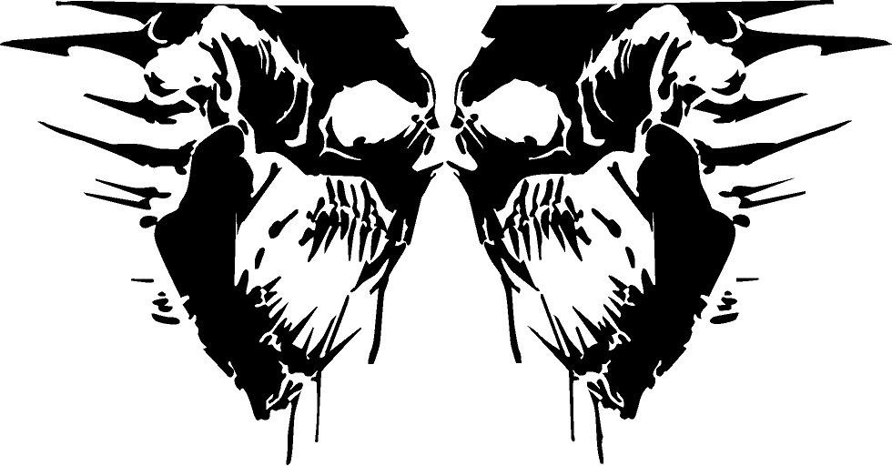 Skull Truck Decals: Grunge Vinyl Graphic, Bed Tailgate Stickers (2PcsPair)