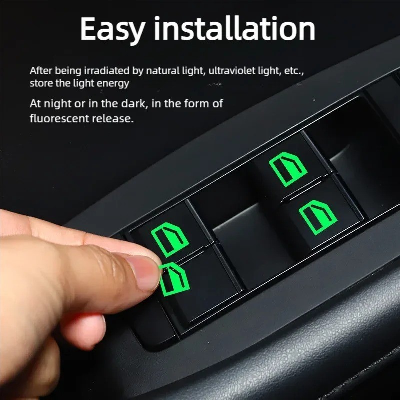 18PCS Luminous Car Window Button Stickers Control Panel Decals Set