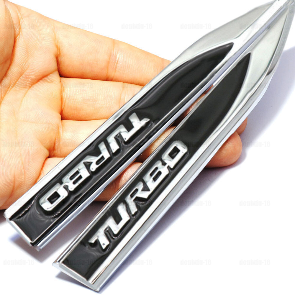 Black 3D TURBO Logo Emblem Car Side Fender Badge Metal Sticker Decal Accessories