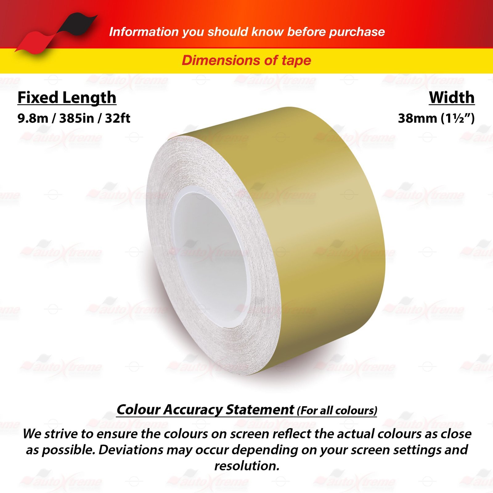 1.5″ 38mm PinStriping Pin Stripe Tape Car Styling Decal Vinyl Sticker MATTE GOLD