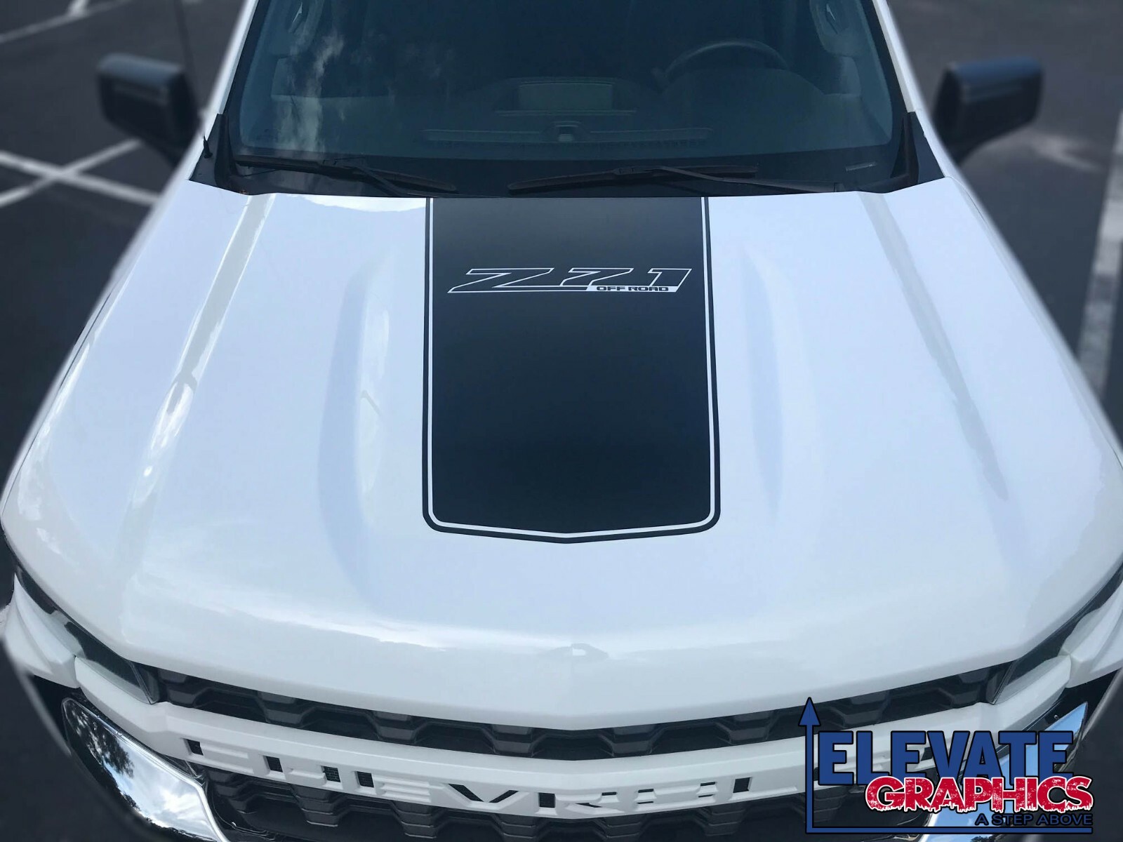 2019-2024 For Chevy Silverado Graphic Center Hood Decals Vinyl Stripes Sticker