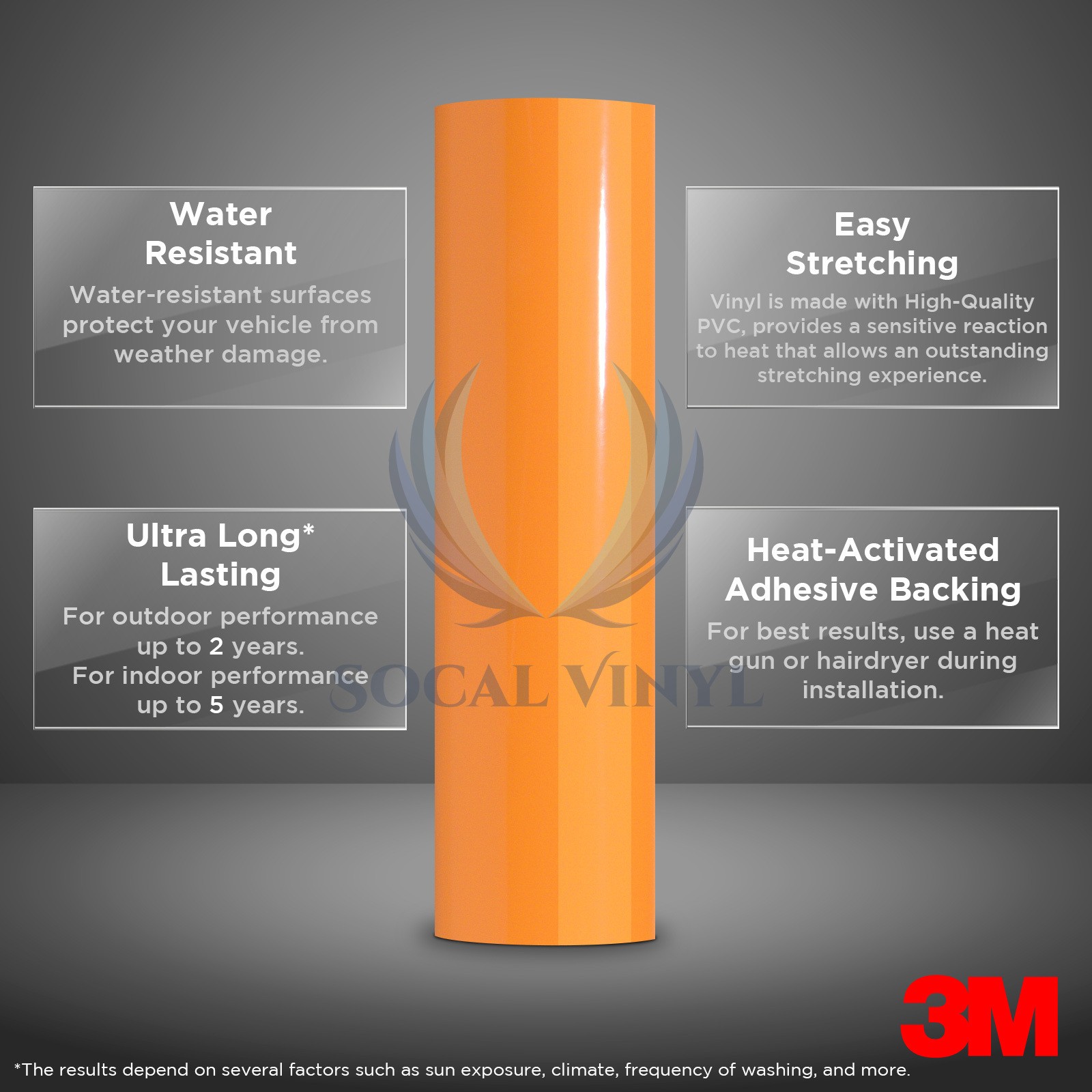 Genuine 3M 2080 G54 Gloss Bright Orange Vinyl Wrap Vehicle Film Decal Sheet Roll